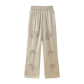 French Fashion Beaded Embroidered Shirts High Waist Casual Trousers Sets