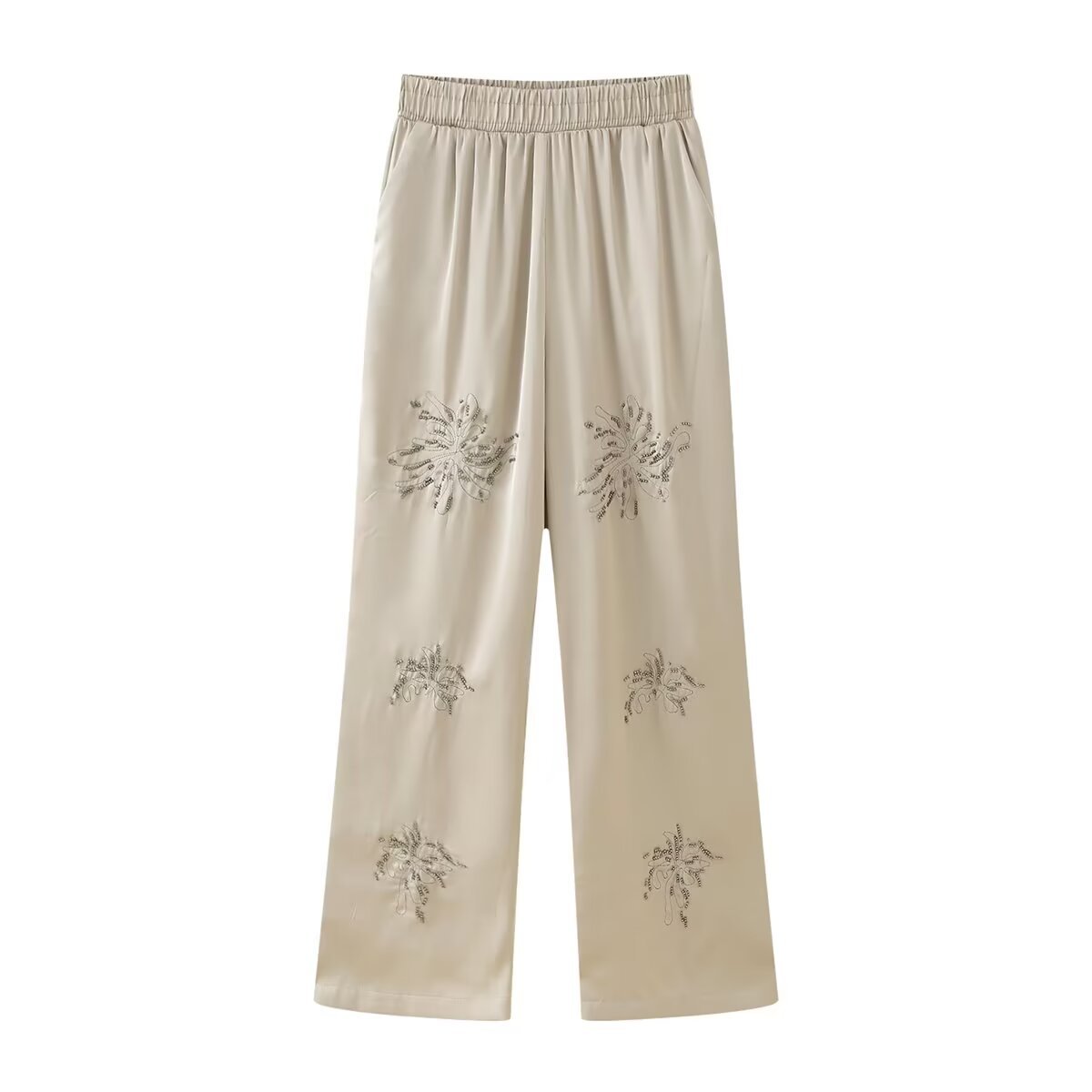 French Fashion Beaded Embroidered Shirts High Waist Casual Trousers Sets