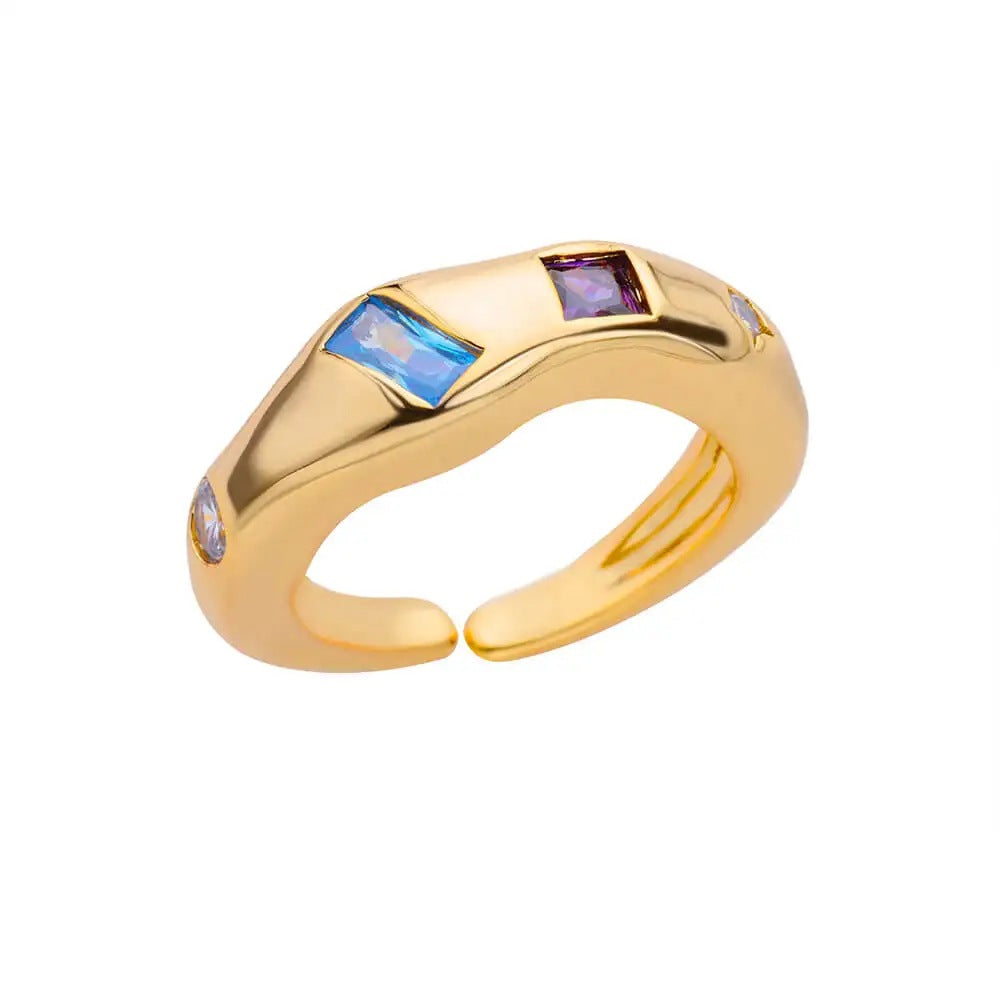 18k Gold-plated Ring, Niche And Unique, With Diamond Setting