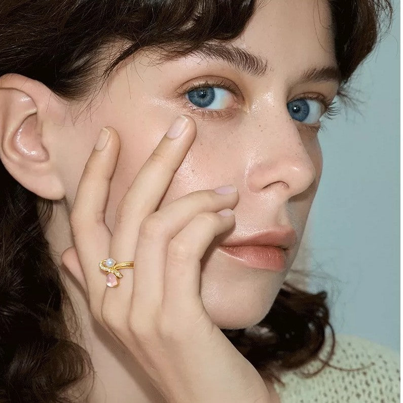 Cat's Eye Stone Bow Ring For Women