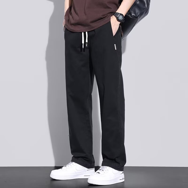 American-style Vintage Mens Casual Loose-fit Straight-leg Athletic Workwear Pants