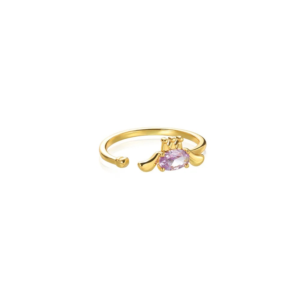 18k Gold-plated Ring, Niche And Unique, With Diamond Setting