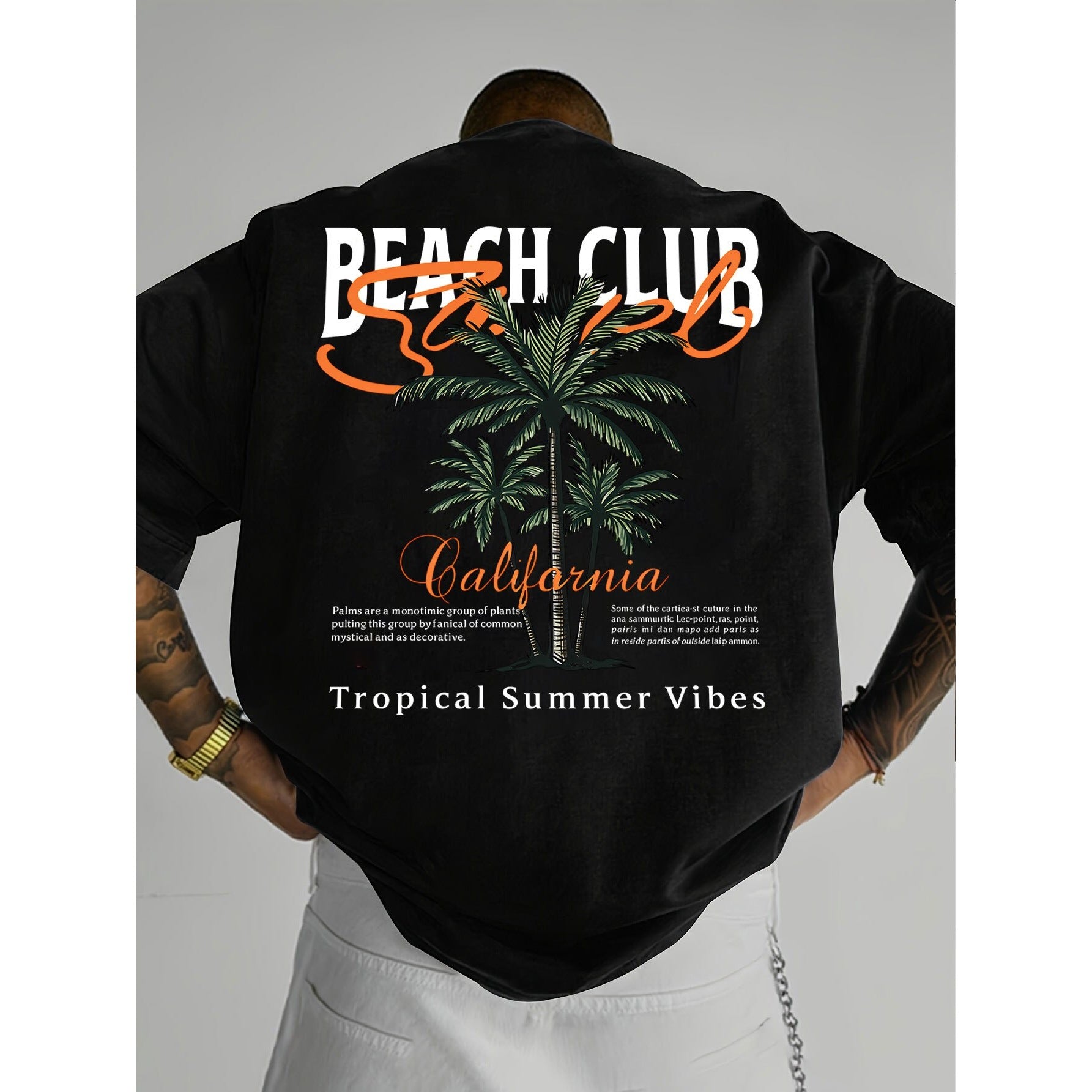 American-style Vintage Coconut Tree Pattern T-shirt