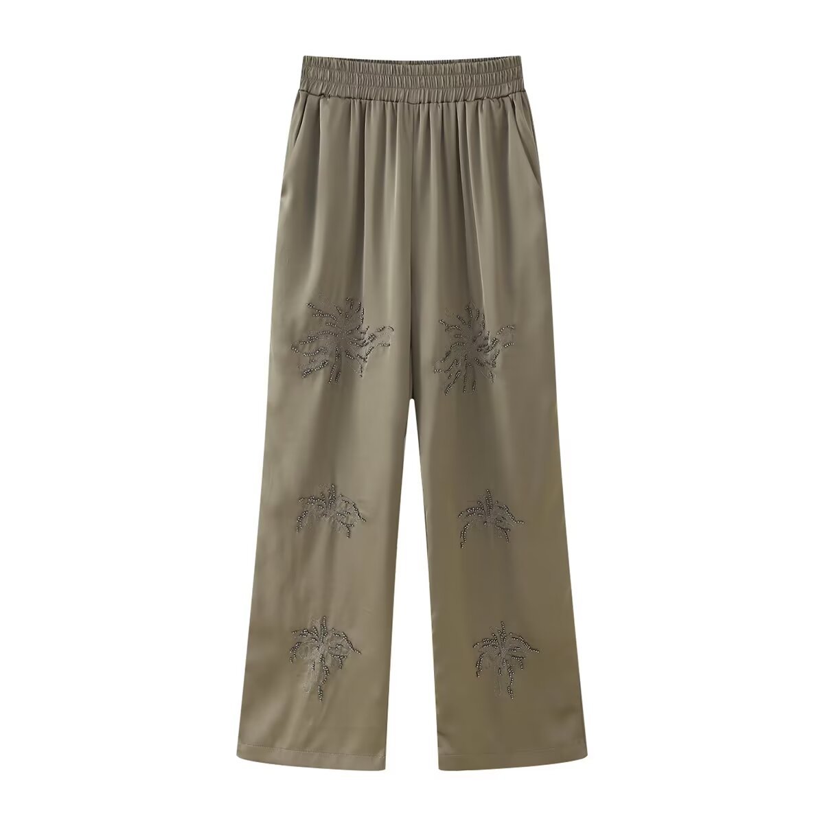 French Fashion Beaded Embroidered Shirts High Waist Casual Trousers Sets
