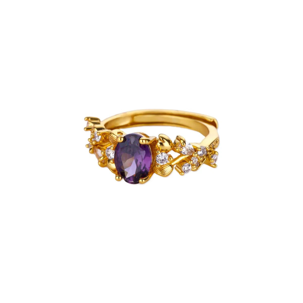 18k Gold-plated Ring, Niche And Unique, With Diamond Setting