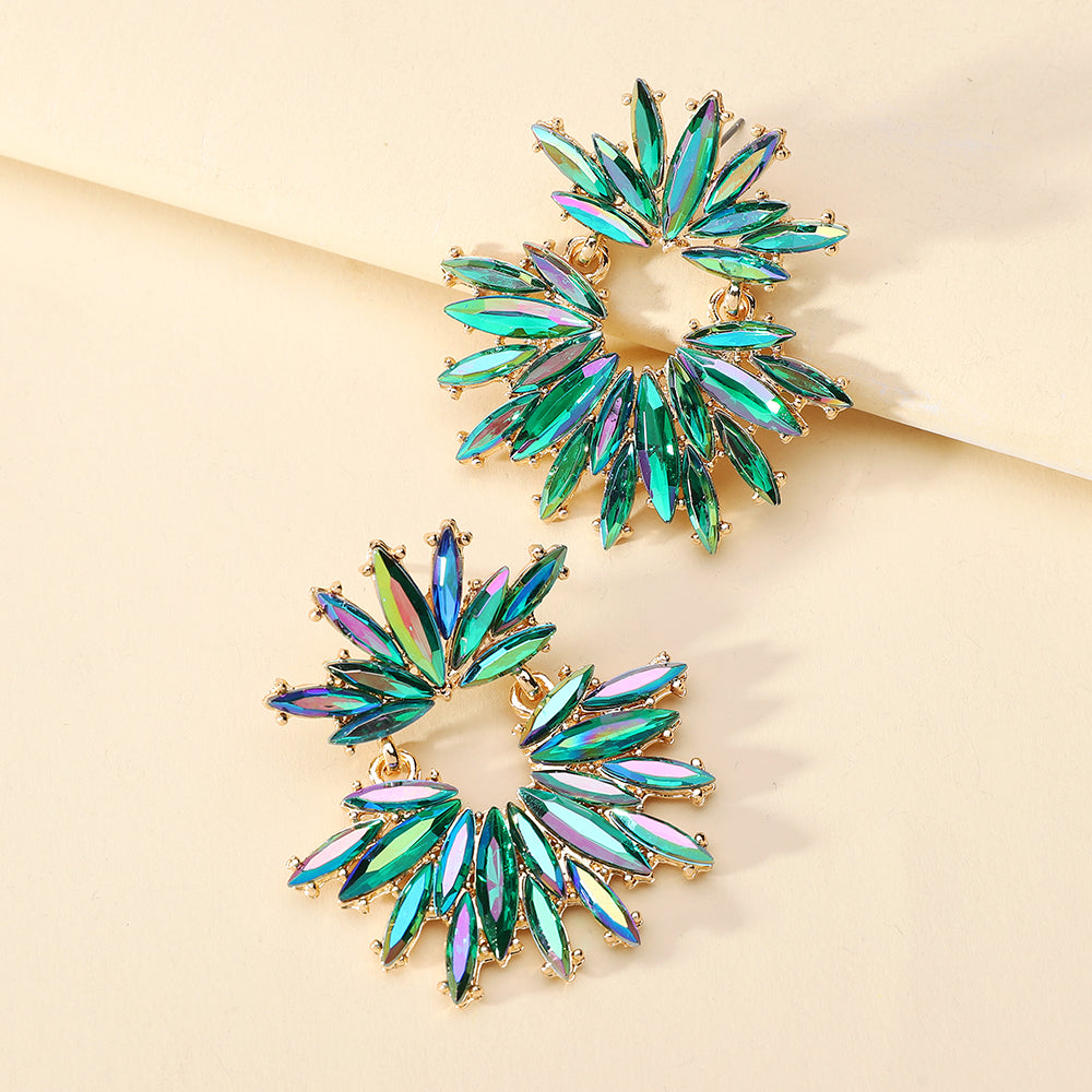 Women's Vintage Elegant Luxury Marquise Rhinestone Floral Drop Earrings Sparkly Jewelry For Bridal Wedding Party Occasions