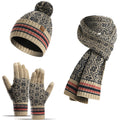 Three-piece Winter New Knitted Warm Woolen Hat Scarf And Gloves