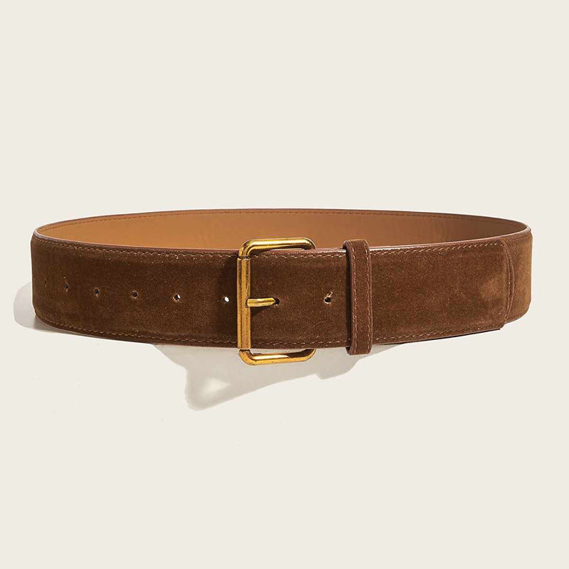Womens Wide Suede High-end Minimalist Versatile Belt