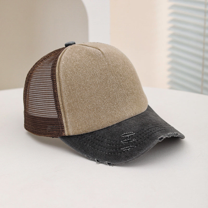 Multi-color Frayed Washed Vintage Mesh Breathable Fashion Sun-protective Baseball Cap Suitable For Outdoor Daily Activities