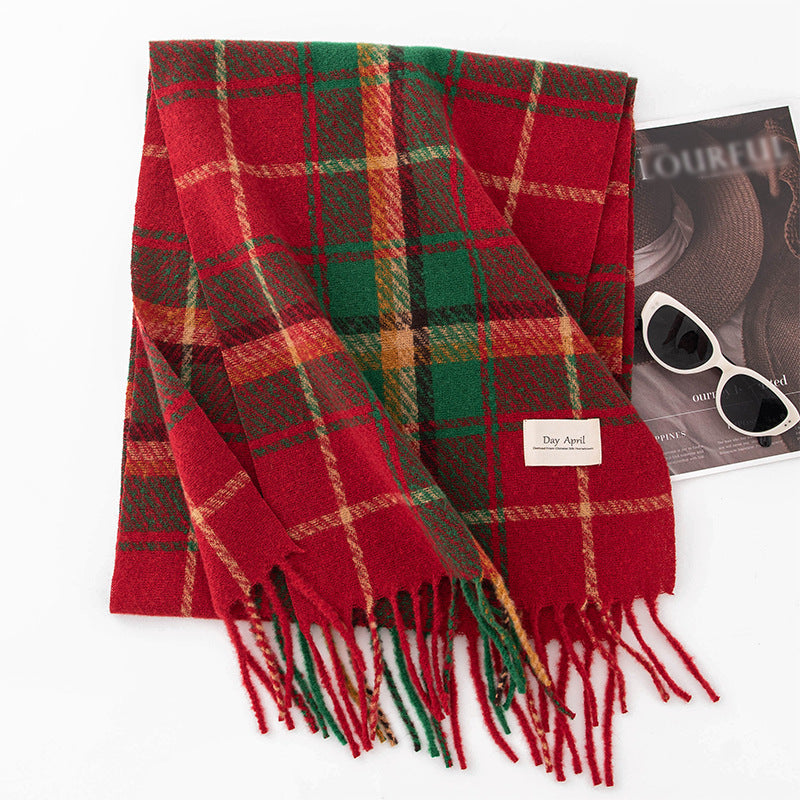Stylish And Simple Womens Faux Cashmere Plaid Scarf