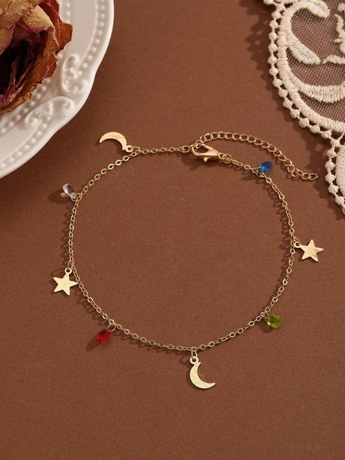 QIAMNI Summer Bohemia Crystal Cubic Zirconia Anklet For Women Girls