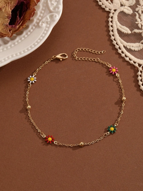 QIAMNI Summer Bohemia Crystal Cubic Zirconia Anklet For Women Girls