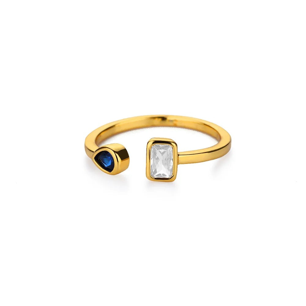 18k Gold-plated Ring, Niche And Unique, With Diamond Setting