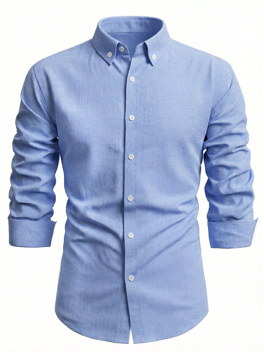 Mens Long-Sleeve Solid-Color Casual Breathable Shirt