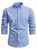Mens Long-Sleeve Solid-Color Casual Breathable Shirt
