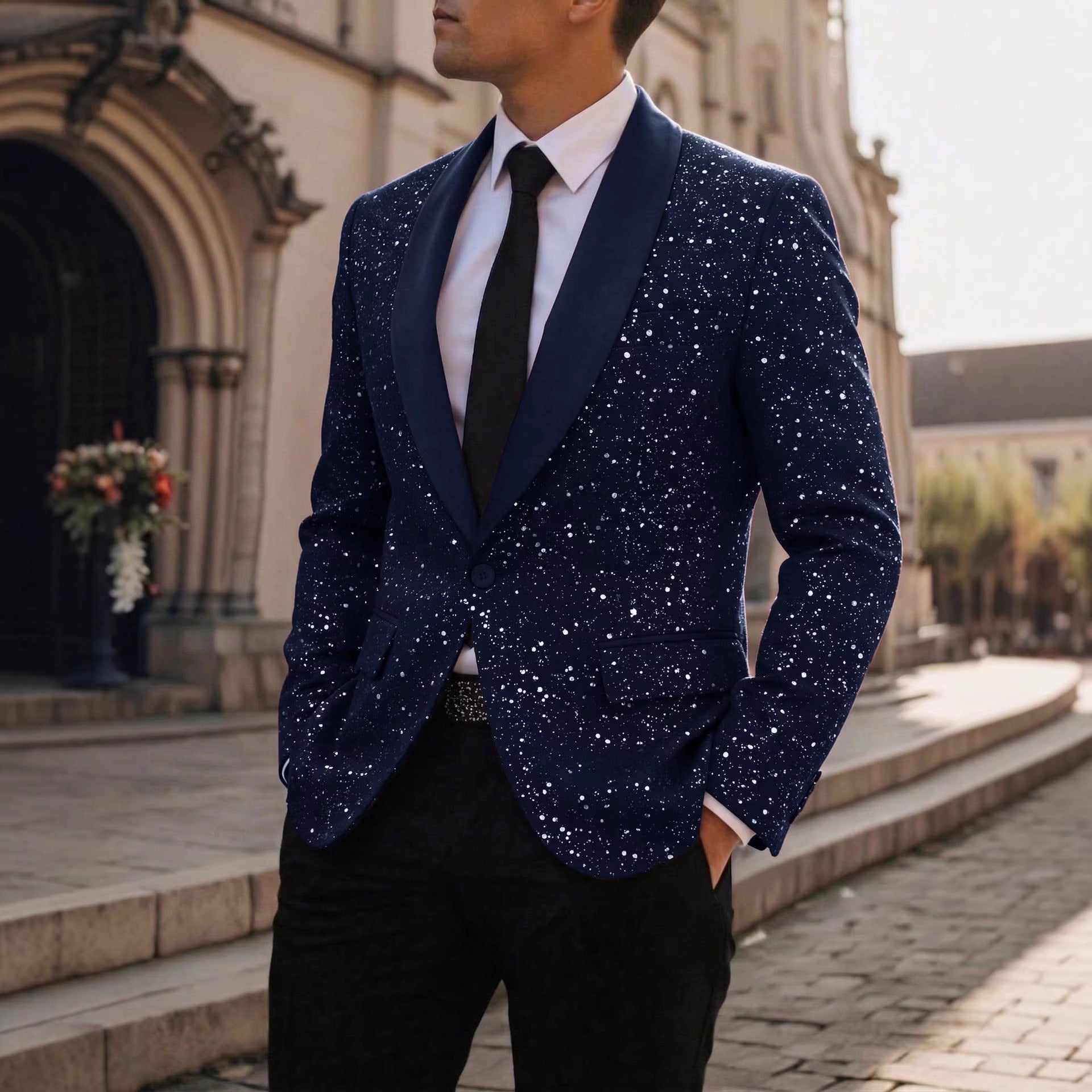 Men's Suit Casual Shiny Banquet Party Outerwear