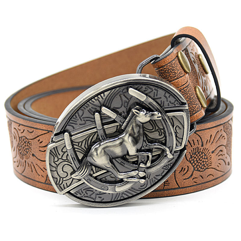 Personality Student Trendy Printing Engraving Smooth Buckle Knife Embossing Belt