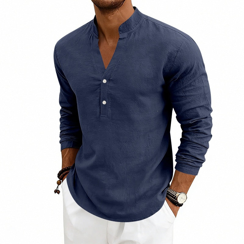 Men's Casual Breathable V-Neck Long-Sleeve T-Shirt