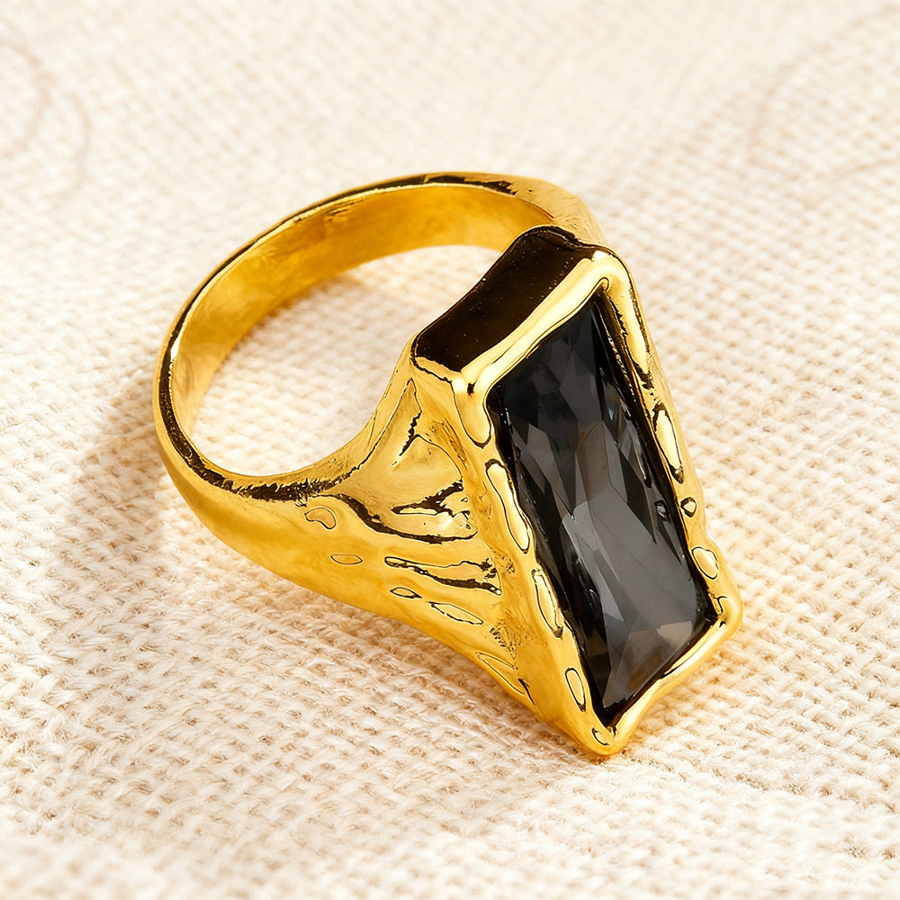 Retro Niche Design Gemstone Open Ring