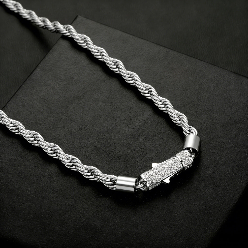Cylindrical Spring-clasp Necklace Fully With Zirconias