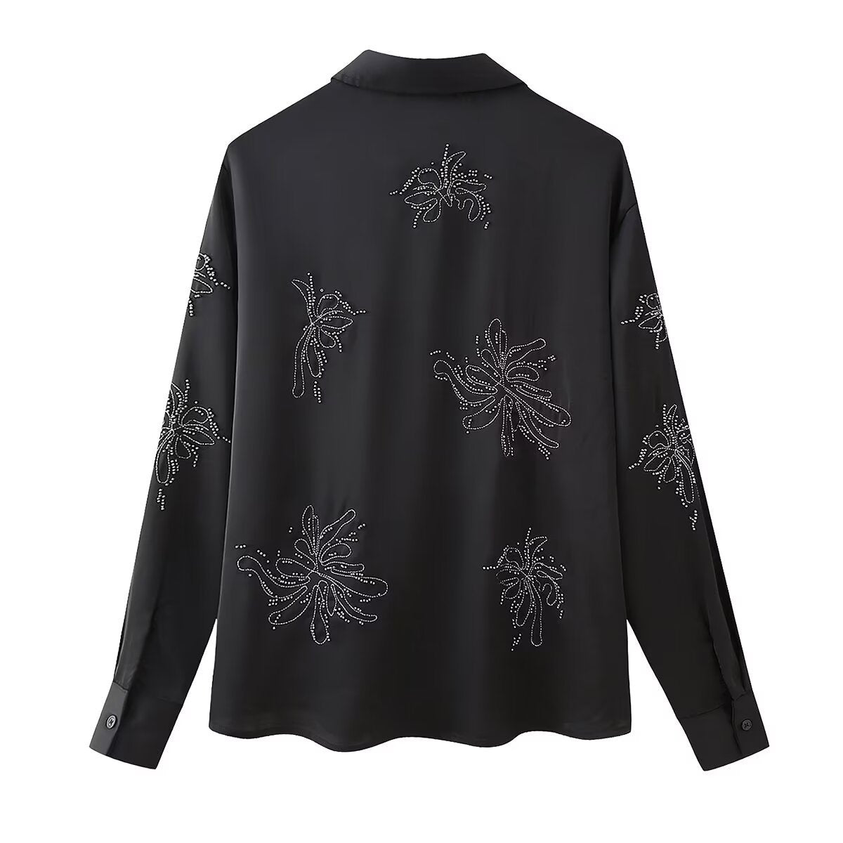 French Fashion Beaded Embroidered Shirts High Waist Casual Trousers Sets