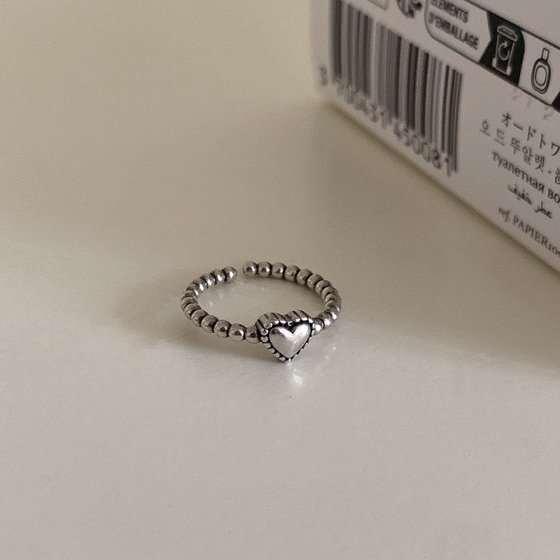 Vintage 925 Silver Intertwined Chain Cuff Ring, Minimalist Adjustable Open Band, Korean Fashion Jewelry