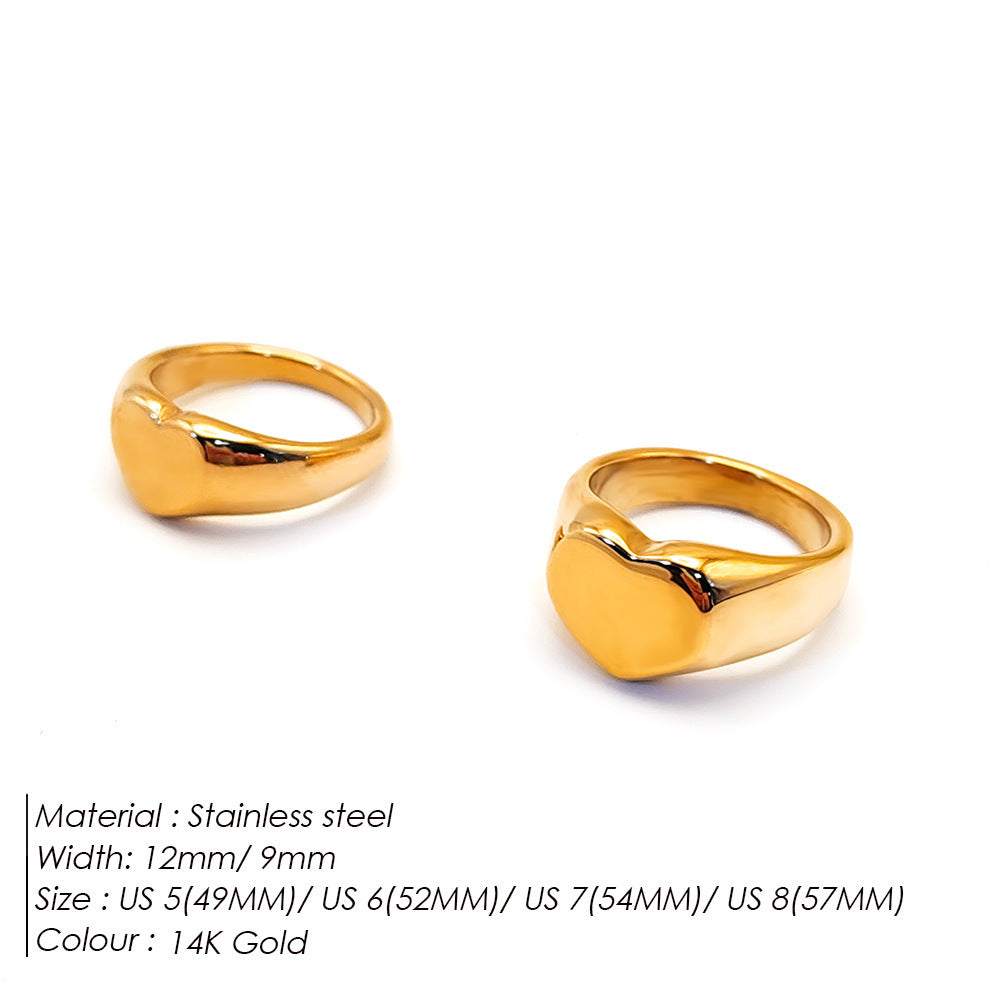 Stainless Steel Titanium Heart-Shaped Ring For Women