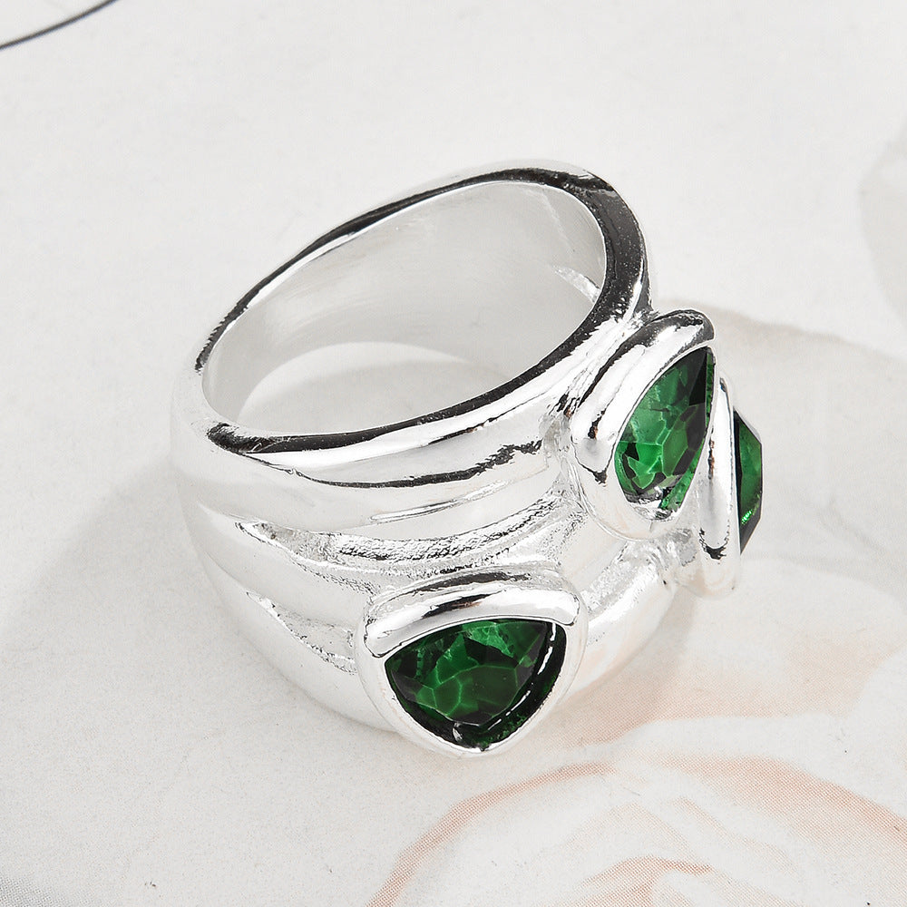 Retro Niche Design Gemstone Open Ring