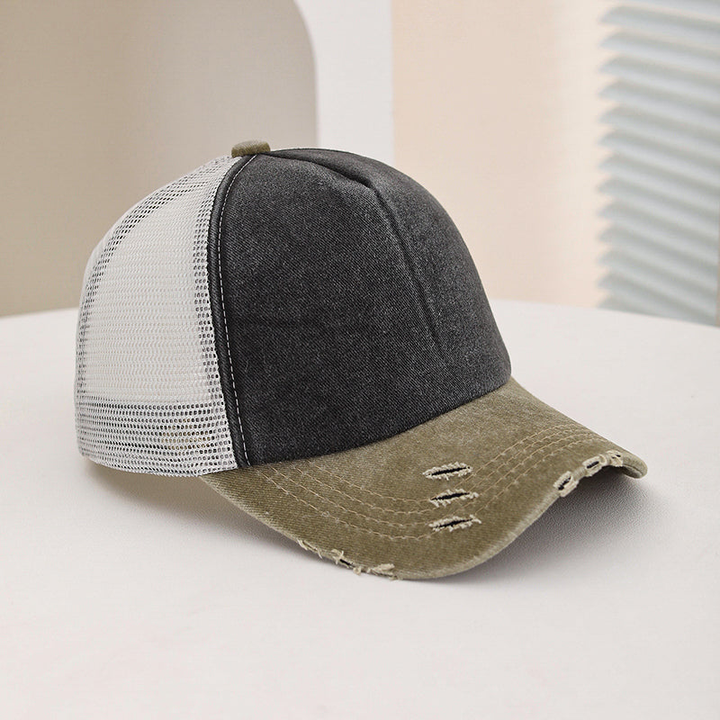 Multi-color Frayed Washed Vintage Mesh Breathable Fashion Sun-protective Baseball Cap Suitable For Outdoor Daily Activities