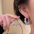 Sparkling Cubic Zirconia Hoop Earrings For Women, Dainty Gold Plated Bling Crystal Hoop Earrings, Luxury Elegant Party Jewelry Gift