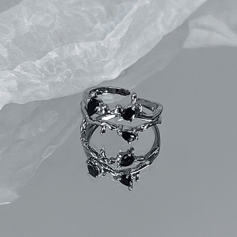Minimalist 925 Silver Twisted Chain Open Ring, Vintage Adjustable Cuff Band, Korean Fashion Jewelry For Women