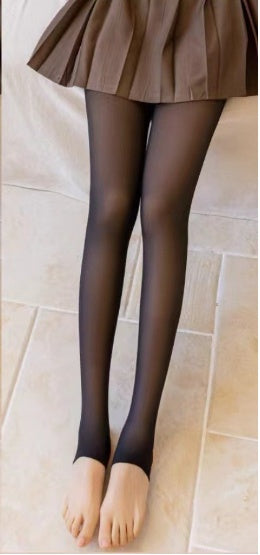 Autumn And Winter Fleece Lined Padded Warm Keeping Stirrup Pantyhose