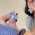 Bow Cat Eye  Crysta Drop Earrings  Dainty Gold Tassel Studs For Sweet Girls