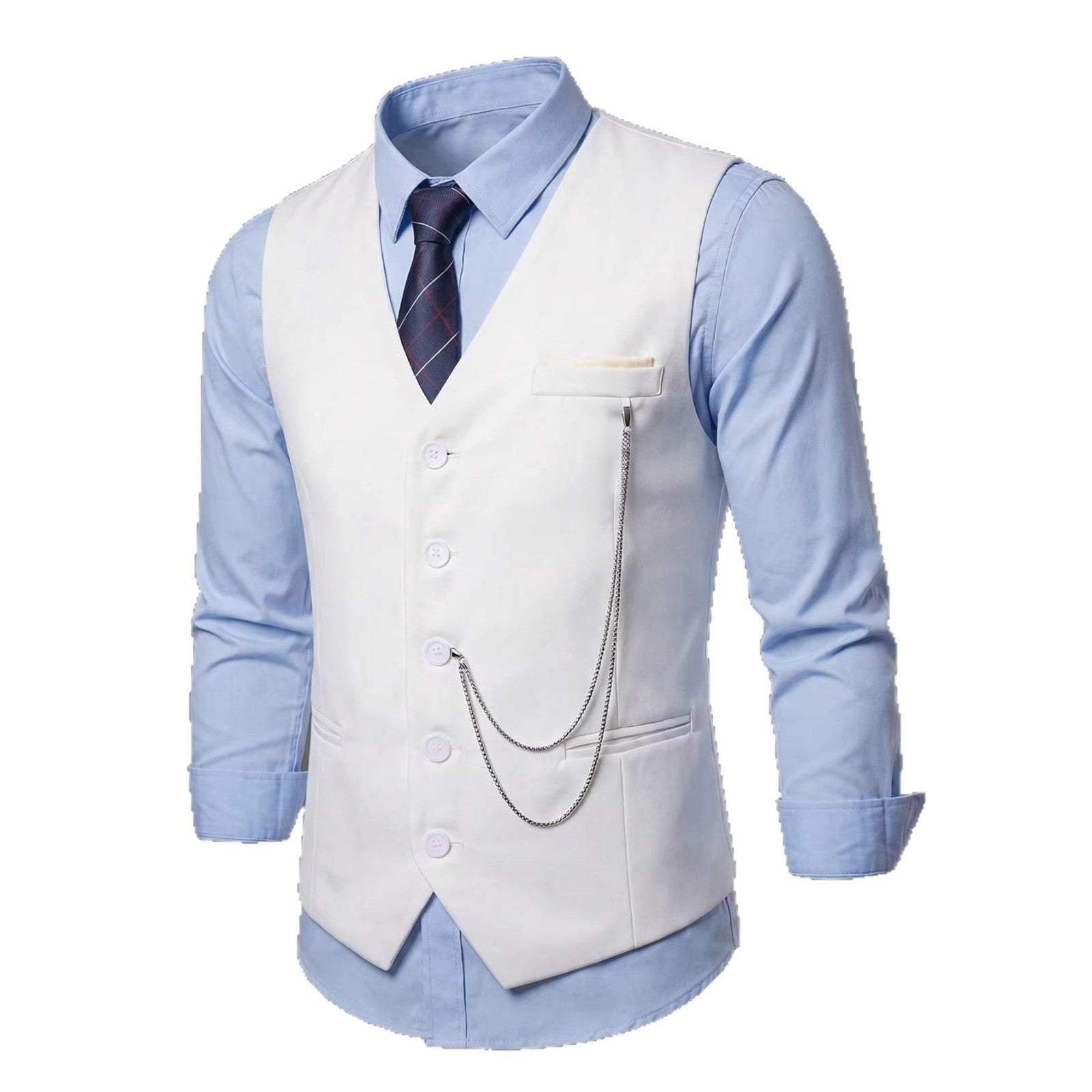 Men's Single-Breasted Suspender Suit Vest