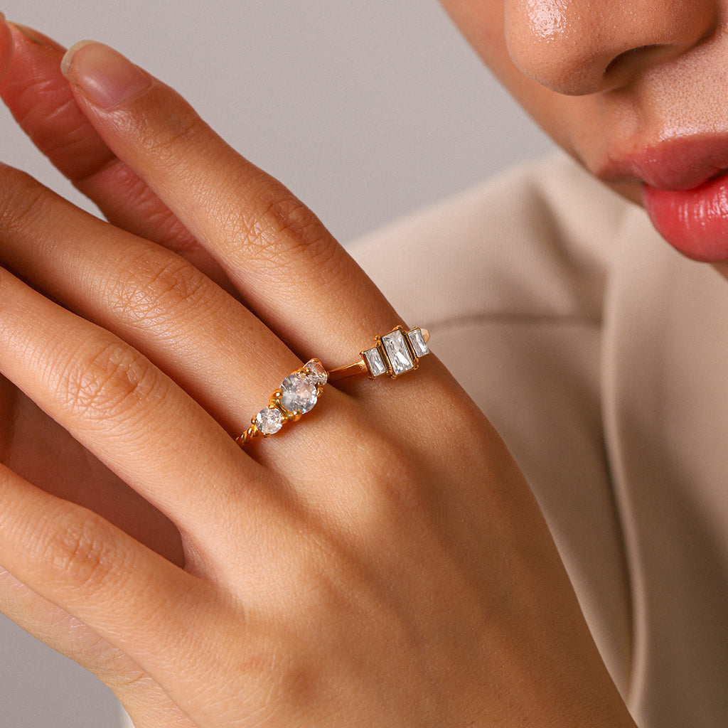 High-end Zircon Titanium Steel Ring