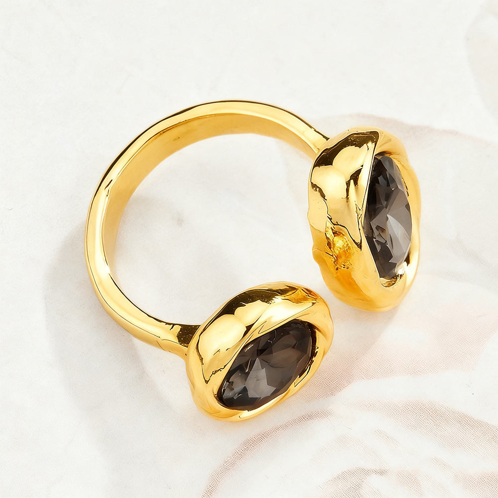 Retro Niche Design Gemstone Open Ring