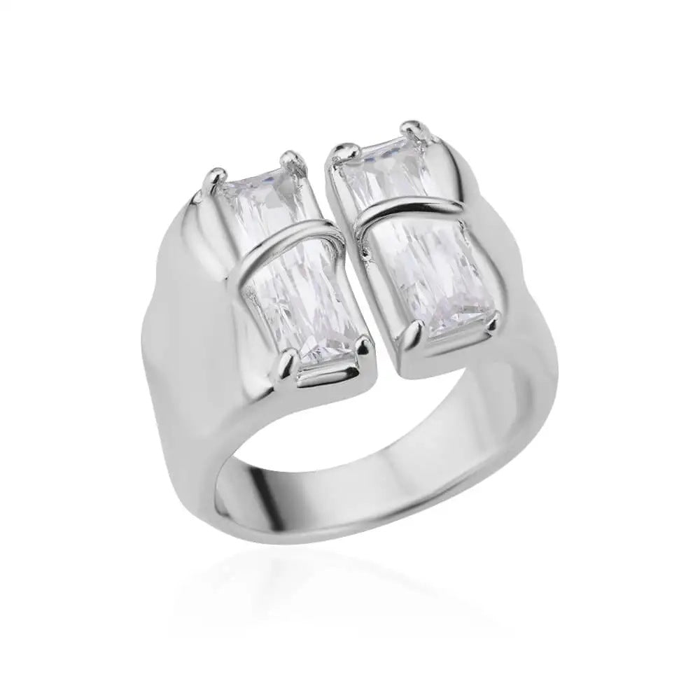 18k Gold-plated Ring, Niche And Unique, With Diamond Setting