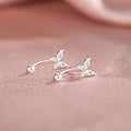 S999 Sterling Silver Butterfly Stud Earrings For Women, Minimalist Design, Screw Back Tragus Piercing, Dainty & Elegant Screw Fastening