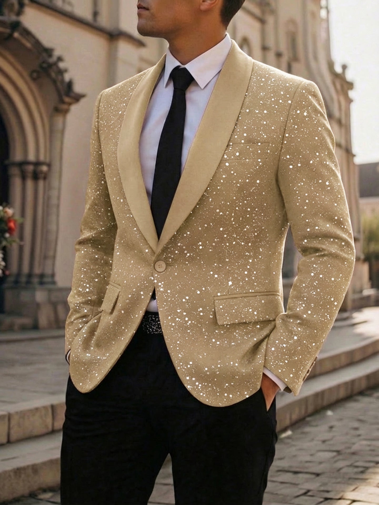 Men's Suit Casual Shiny Banquet Party Outerwear