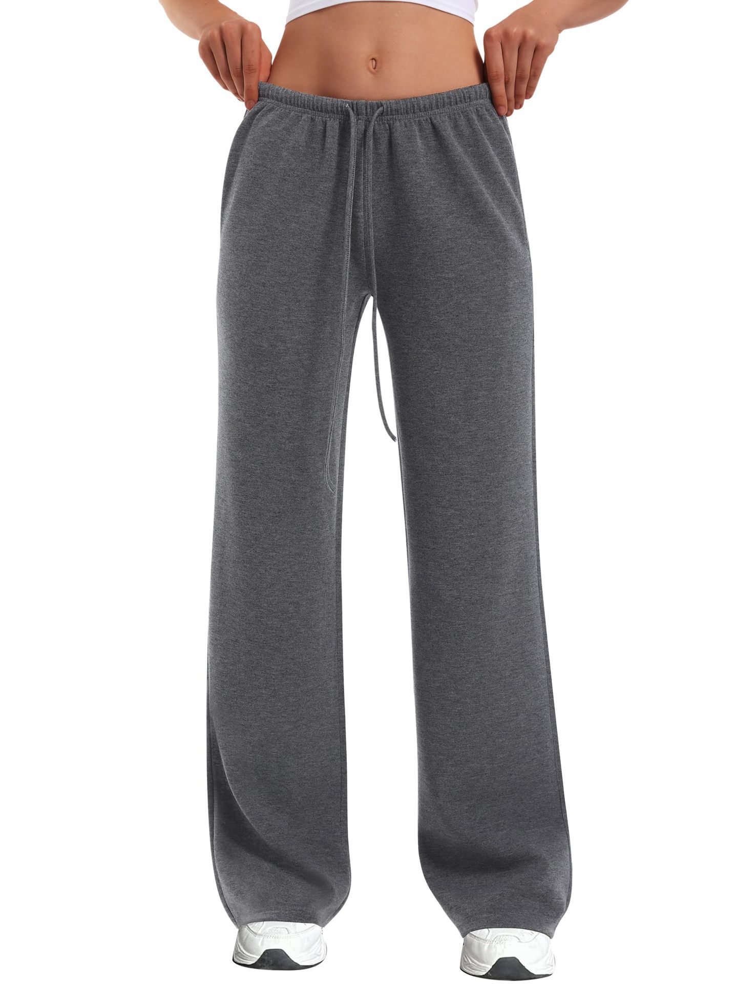Womens Wide-leg Sweatpants Loose-fitting Low-rise Athletic Pants