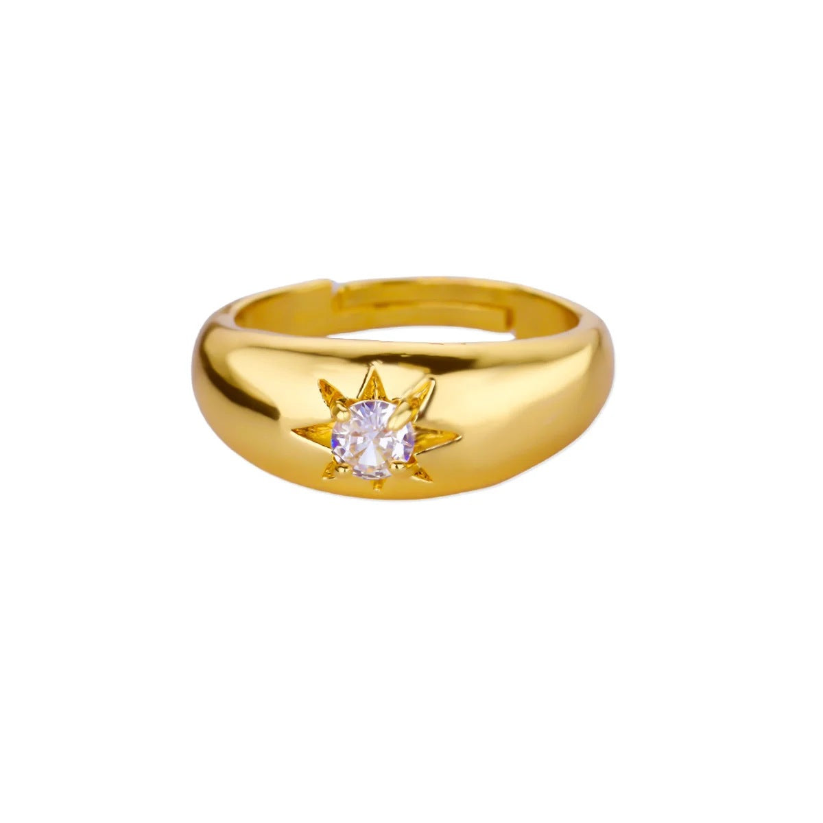 18k Gold-plated Ring, Niche And Unique, With Diamond Setting