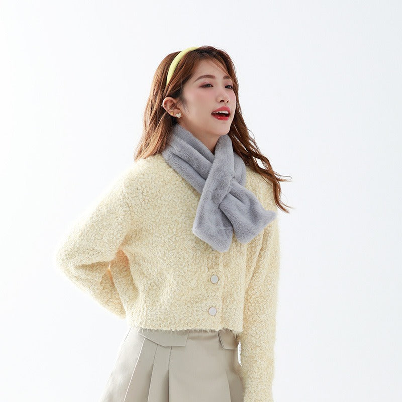 Versatile Cartoon Solid-Color Scarf