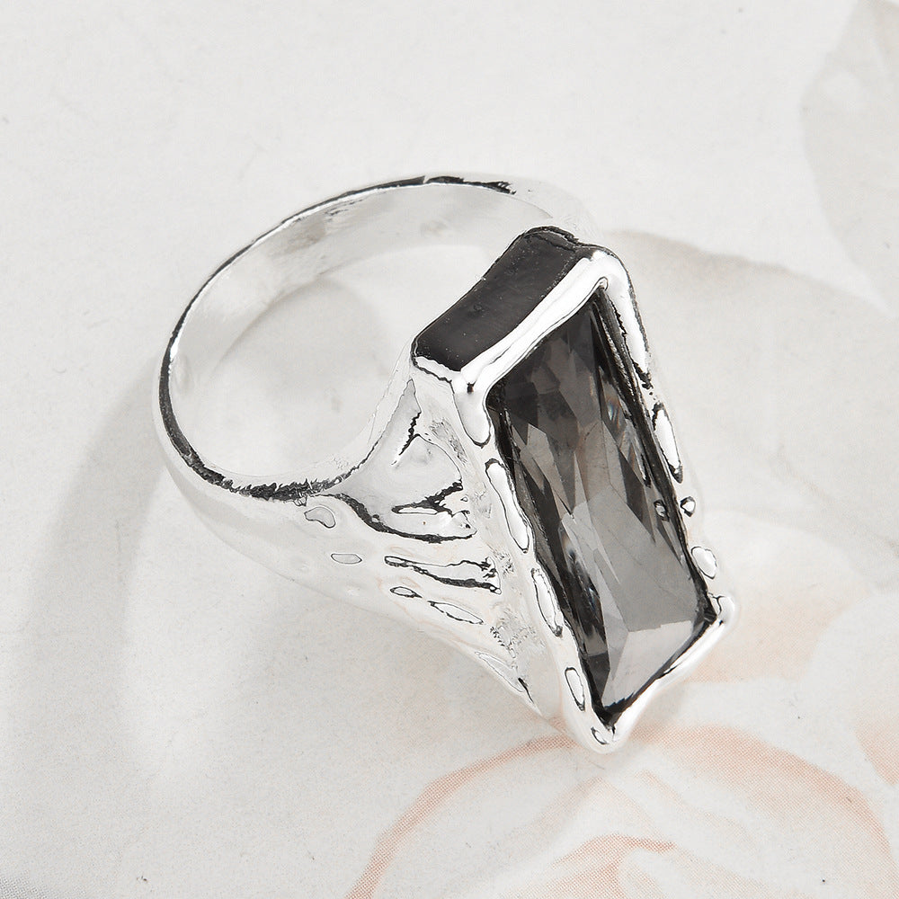 Retro Niche Design Gemstone Open Ring