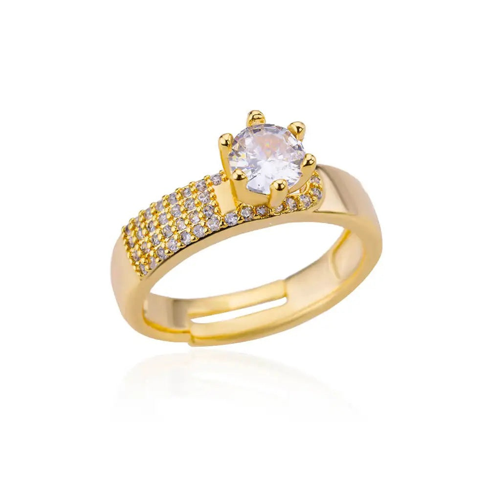 18k Gold-plated Ring, Niche And Unique, With Diamond Setting
