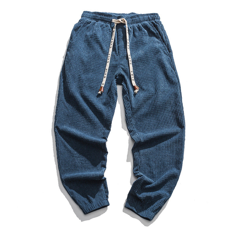 Loose-fit Elastic-waist Washed-look Chinese-style Casual Pants