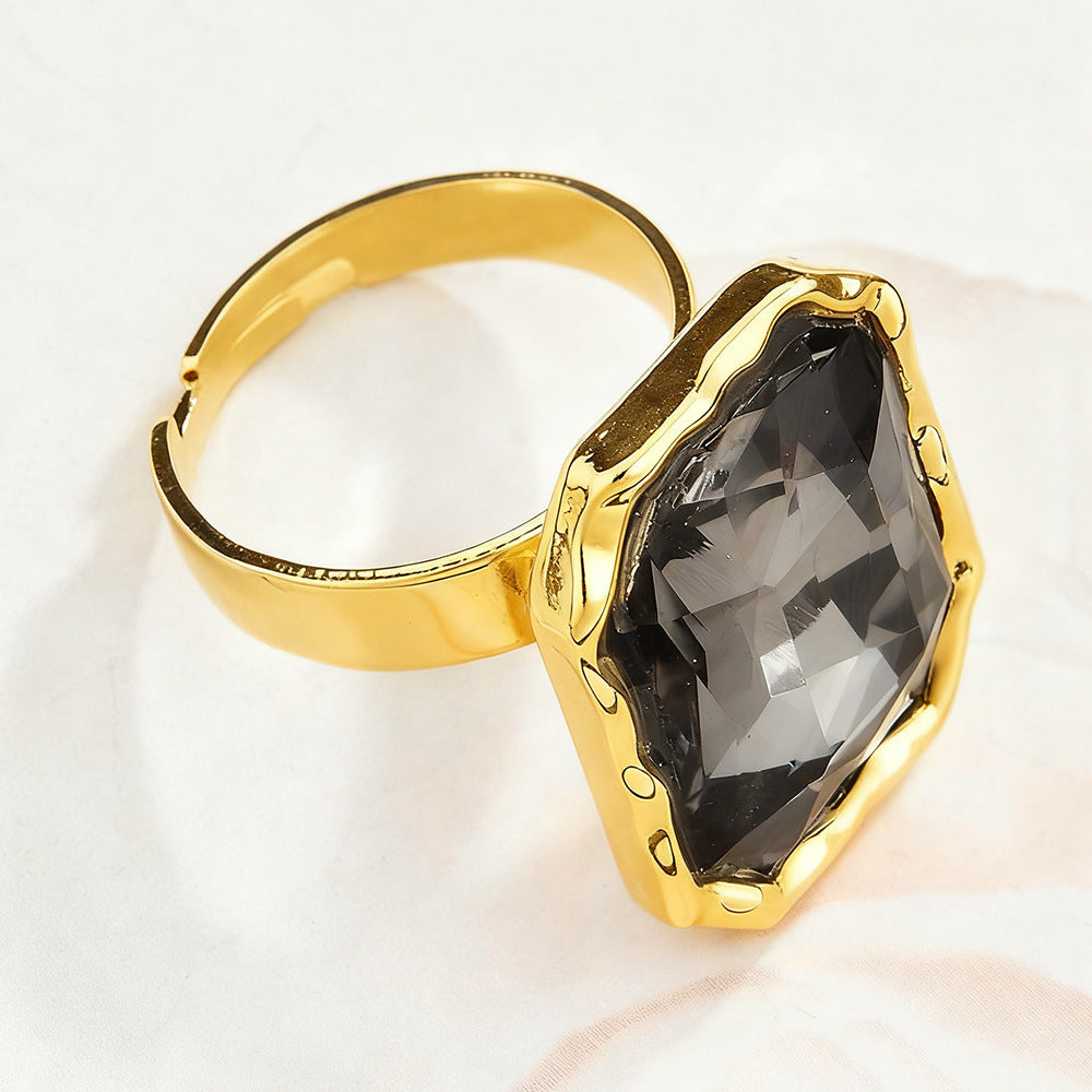 Retro Niche Design Gemstone Open Ring