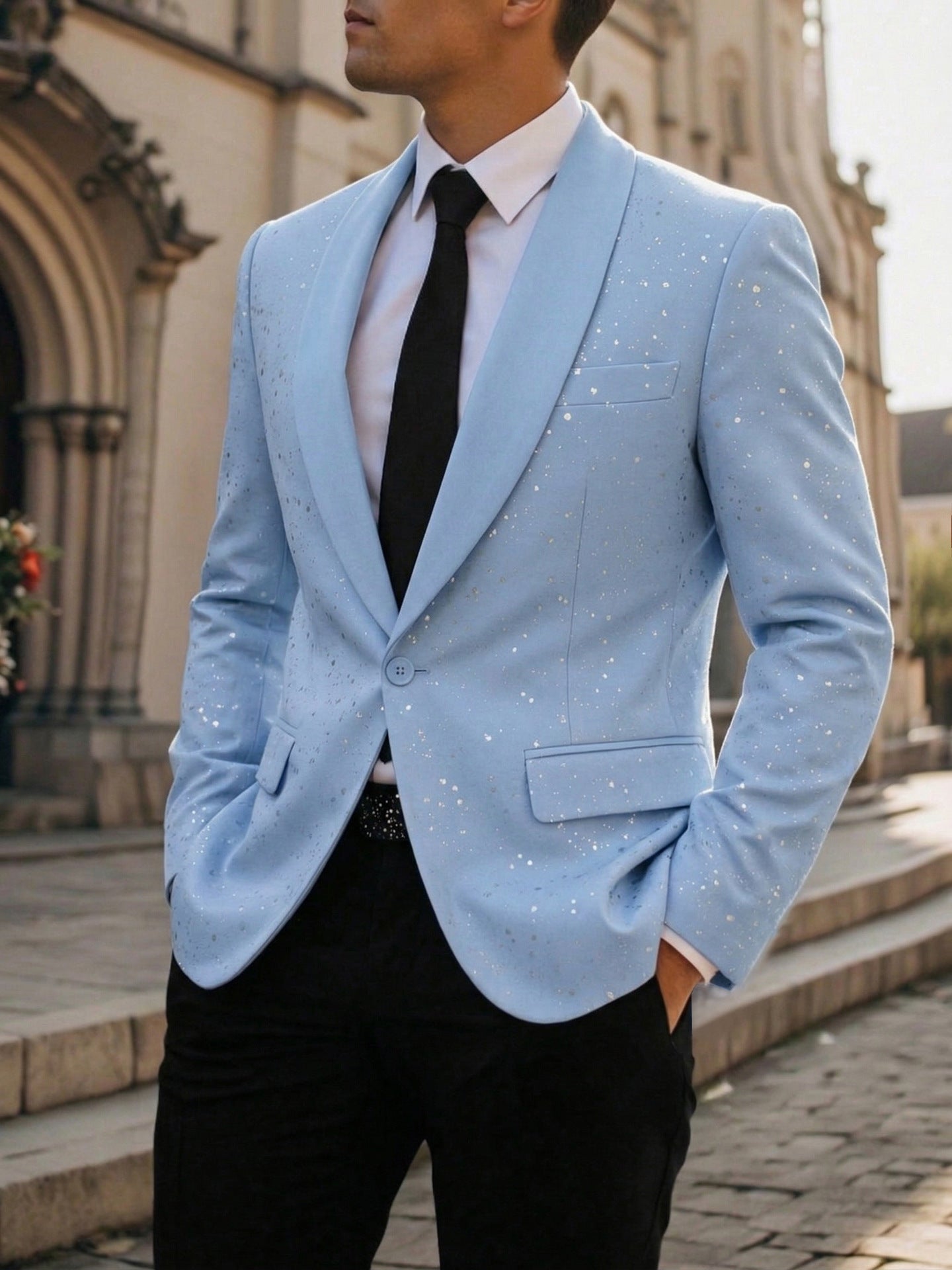 Men's Suit Casual Shiny Banquet Party Outerwear