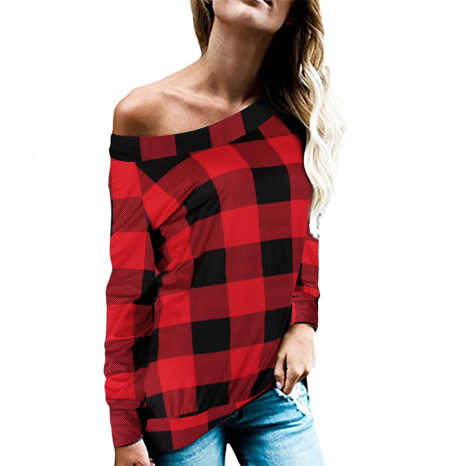 Printed Long-sleeve Off-shoulder Top Featuring Leopard And Snake Patterns